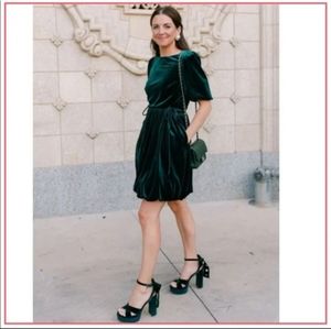 New Antonio Melani x Nicole Bathie Juliana Bubble Green velvet dress size 4